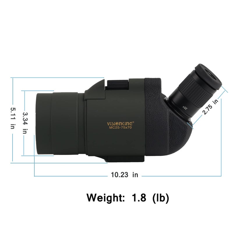 Visionking 25-75x70 Maksutov Spotting Scope for Target Shooting, Observation of Birds and Wildlife Observation of Scenery (Green) - Image 3